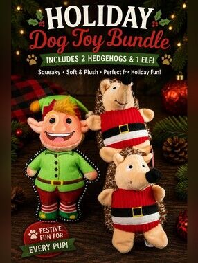 Festive Elf Plush Dog Toy - Green and Red